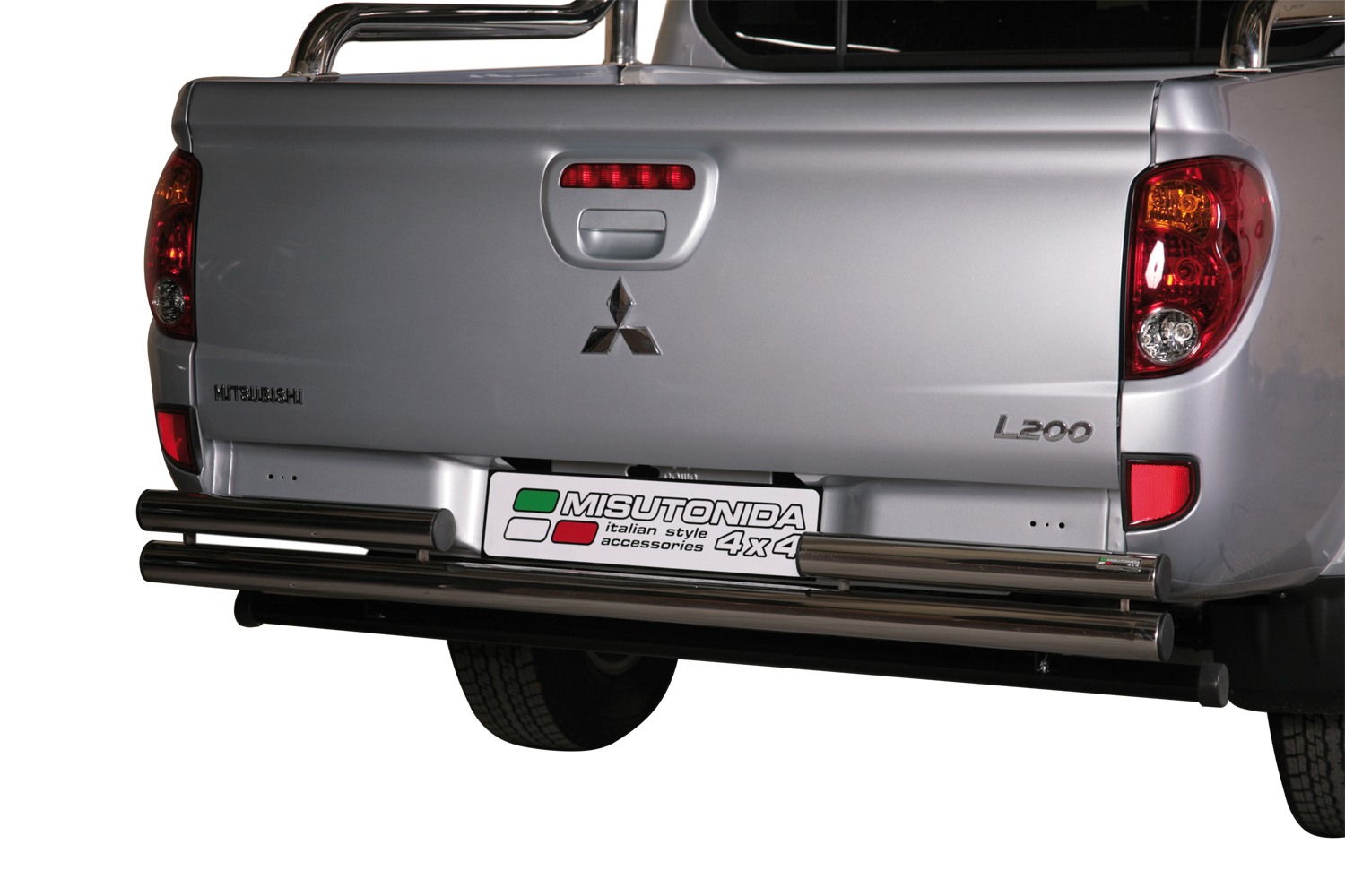 PARE CHOC ARRIERE DOUBLE TUBES INOX Ø 63 MITSUBISHI L200 2010/2014 DOUBLE CAB