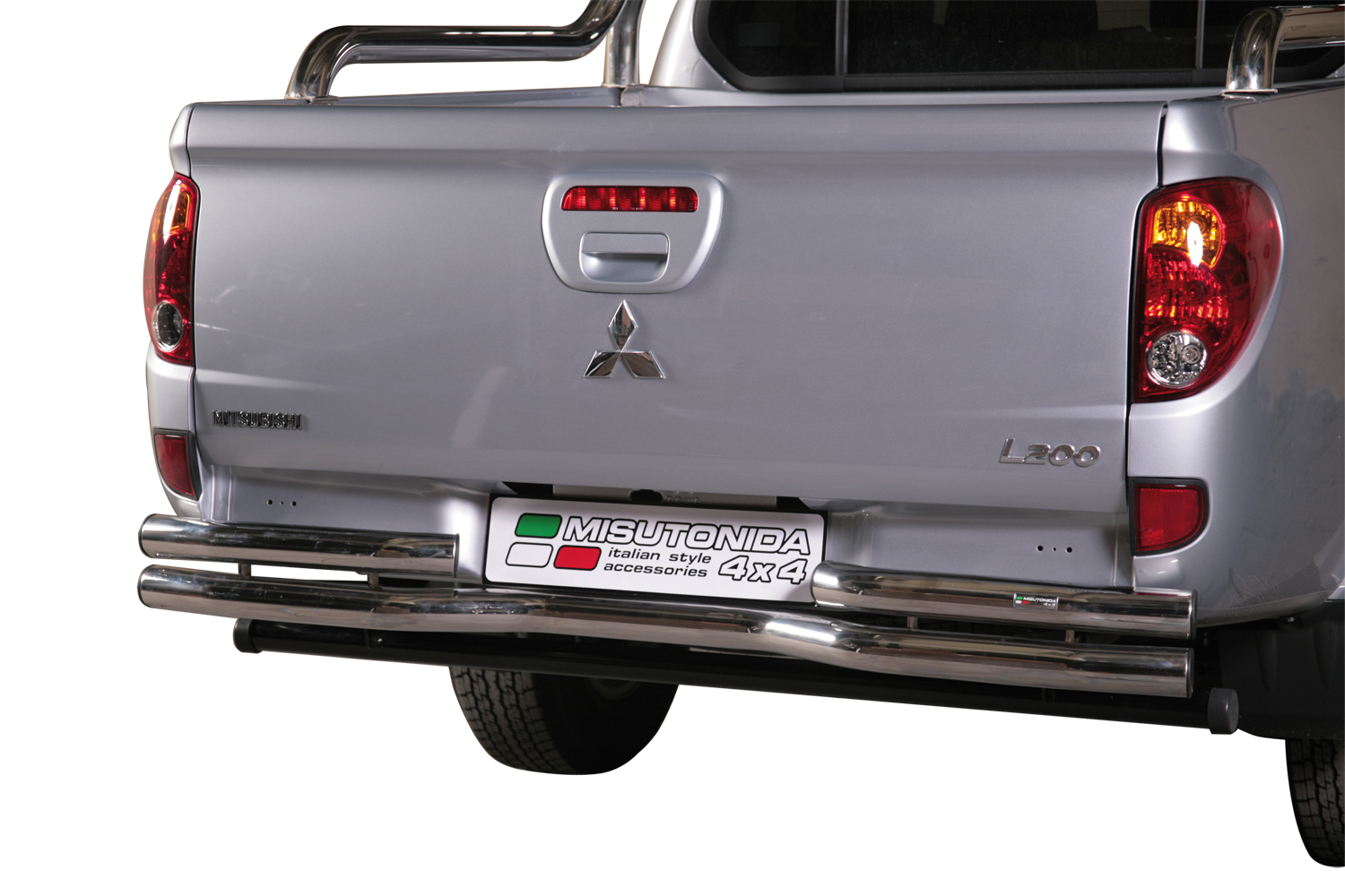 PARE CHOC ARRIERE DOUBLE TUBES INOX Ø 63 MITSUBISHI L200 2010/2014 DOUBLE CAB