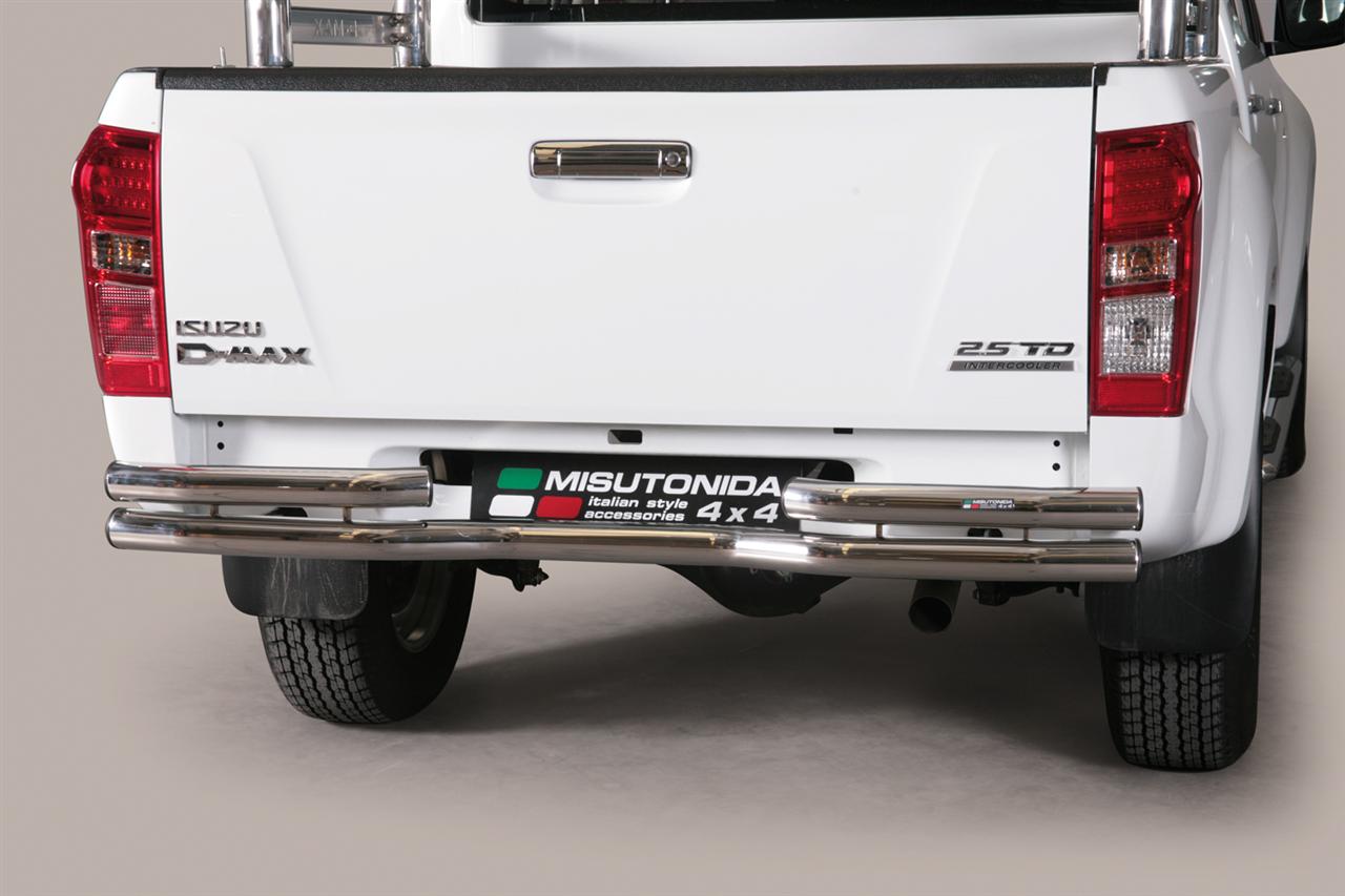 PARE CHOC ARRIERE DOUBLE TUBES INOX Ø 63 ISUZU D-MAX 2012/2020 - COMPATIBLE ATTELAGE