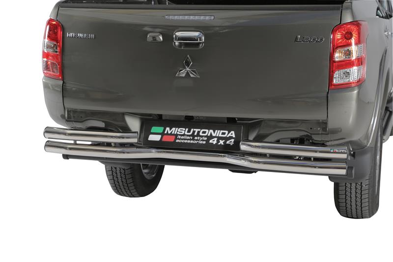 PARE CHOC ARRIERE DOUBLE TUBES NOIR Ø 63 MITSUBISHI L200 / FIAT FULLBACK 2016+