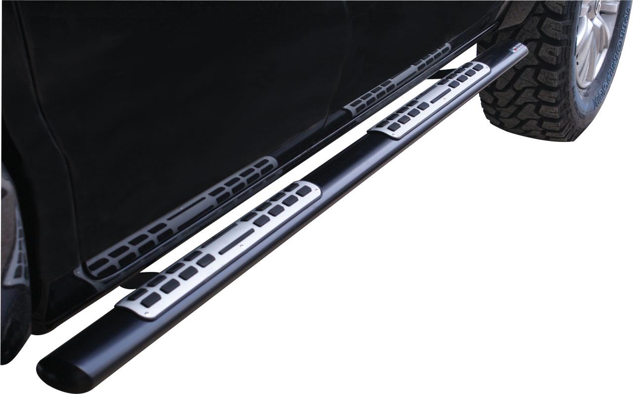 TUBES MARCHE PIEDS OVALE INOX NOIR DESIGN TOYOTA VIGO 2006+ DOUBLE CAB