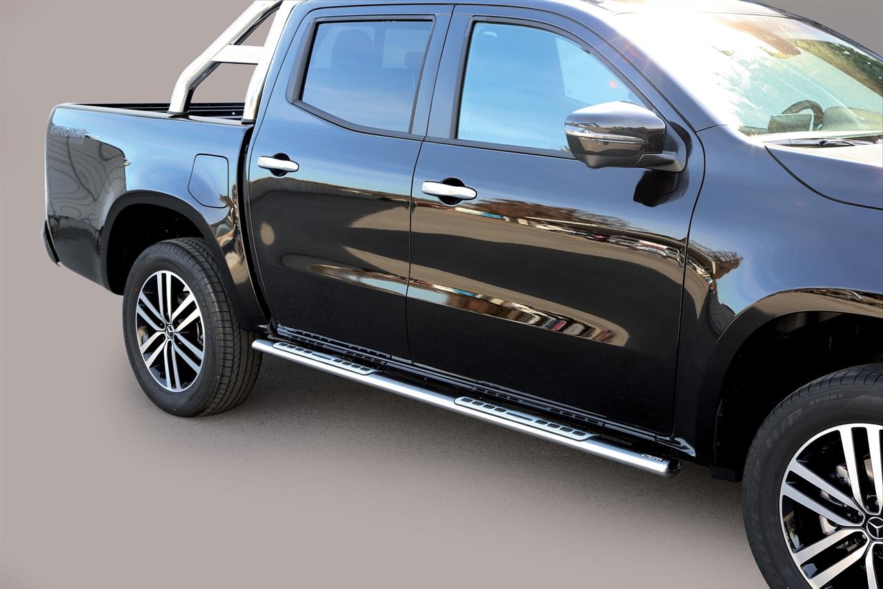 TUBES MARCHE PIEDS OVALE INOX DESIGN MERCEDES CLASSE X DOUBLE CAB 2017+