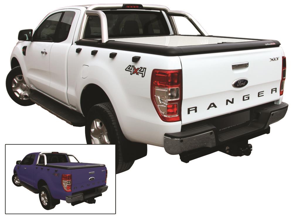 Tonneau Cover Aluminium Ford Ranger Double Cab 2012+ Compatible Roll Bar D'origine Bleu Cyclone 3Cvc