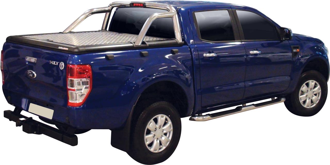 TONNEAU COVER ALU FORD RANGER 2012/2023 - DOUBLE CAB - COMPATIBLE ROLL BAR INOX ORIGINE