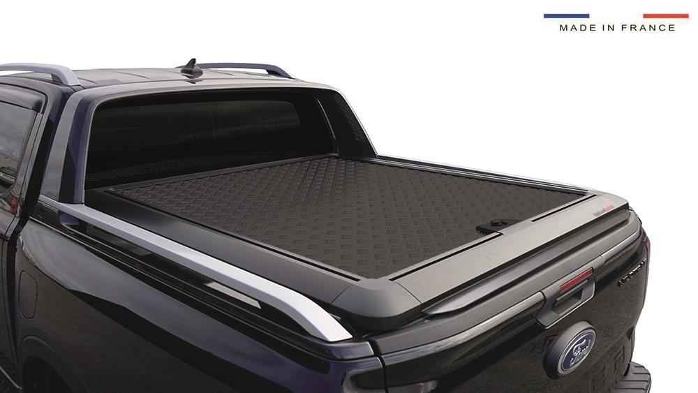 TONNEAU COVER ALUMINIUM RANGER 23+ SUPER CABINE COMPATIBLE ROLL BAR WILDTRACK THERMOLAQUÉ NOIR
