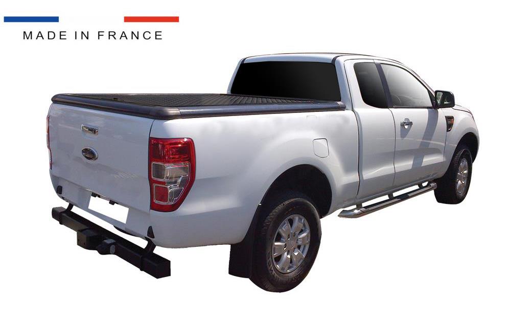 TONNEAU COVER ALUMINIUM V2 FORD RANGER 2012/2023 - SUPER CAB - THERMOLAQUE NOIR