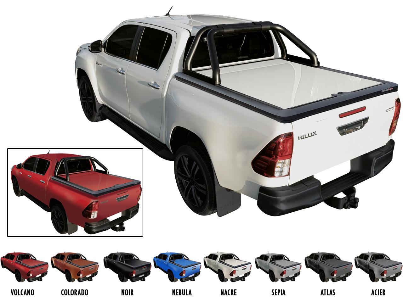 Tonneau Cover Alu V2 Toyota Hilux 2016+ Double Cab Rouge Volcano 3T6