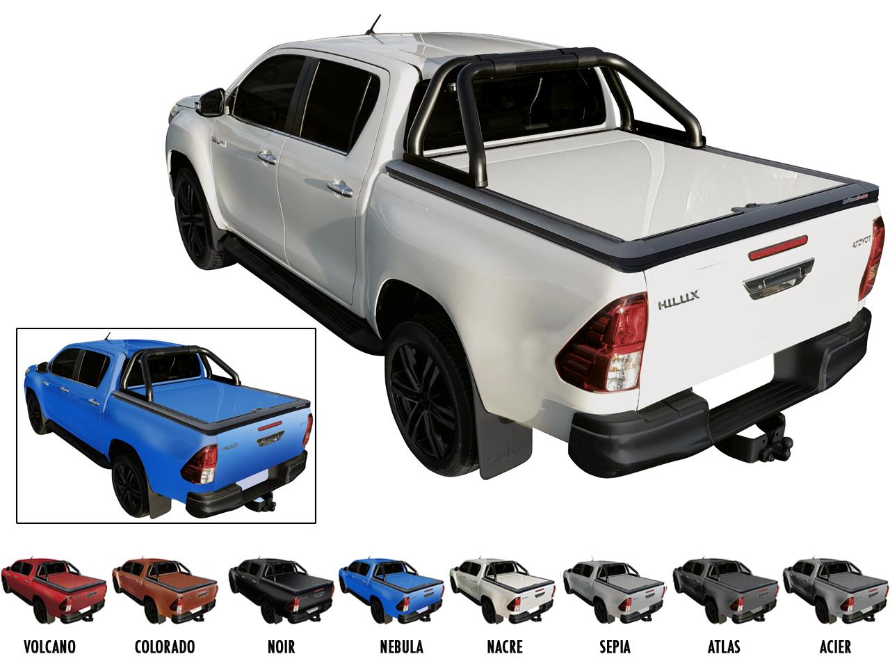 Tonneau Cover Alu V2 Toyota Hilux 2016+ Double Cab Bleu Nebula 8X2