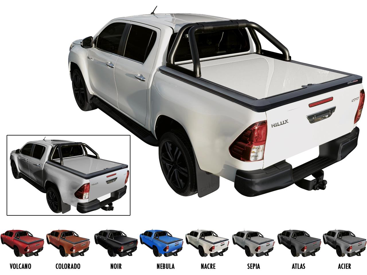 Tonneau Cover Alu V2 Toyota Hilux 2016+ Extra Cab Gris Acier 1D6
