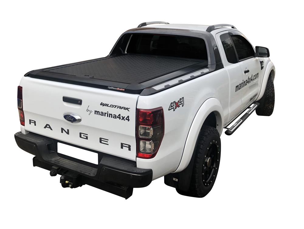 TONNEAU COVER ALUMINIUM V2 FORD RANGER WILDTRAK 2012/2023 - SUPER CAB - THERMOLAQUE NOIR