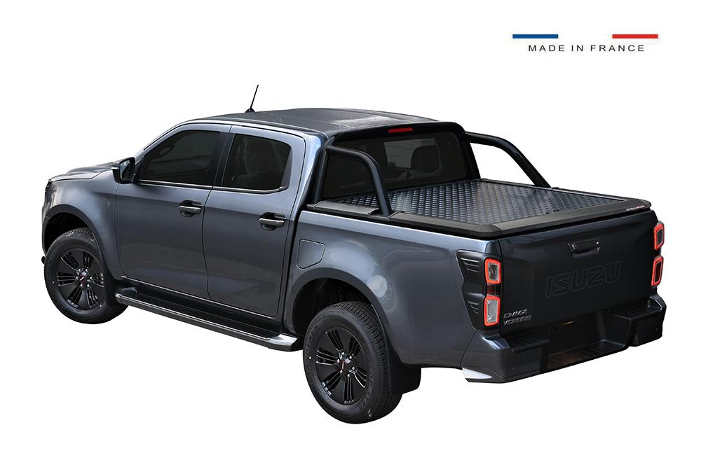 TONNEAU COVER  ALUMINIUM NOIR V2 ISUZU D-MAX 2020+ SPACE CABINE COMPATIBLE ROLL BAR