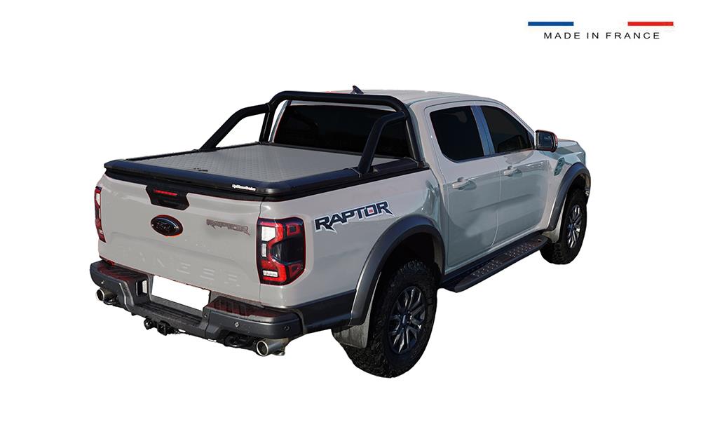 TONNEAU COVER ALUMINIUM NON PEINT V2 FORD RANGER 23+ DOUBLE CABINE COMPATIBLE ROLL BAR USPTONE