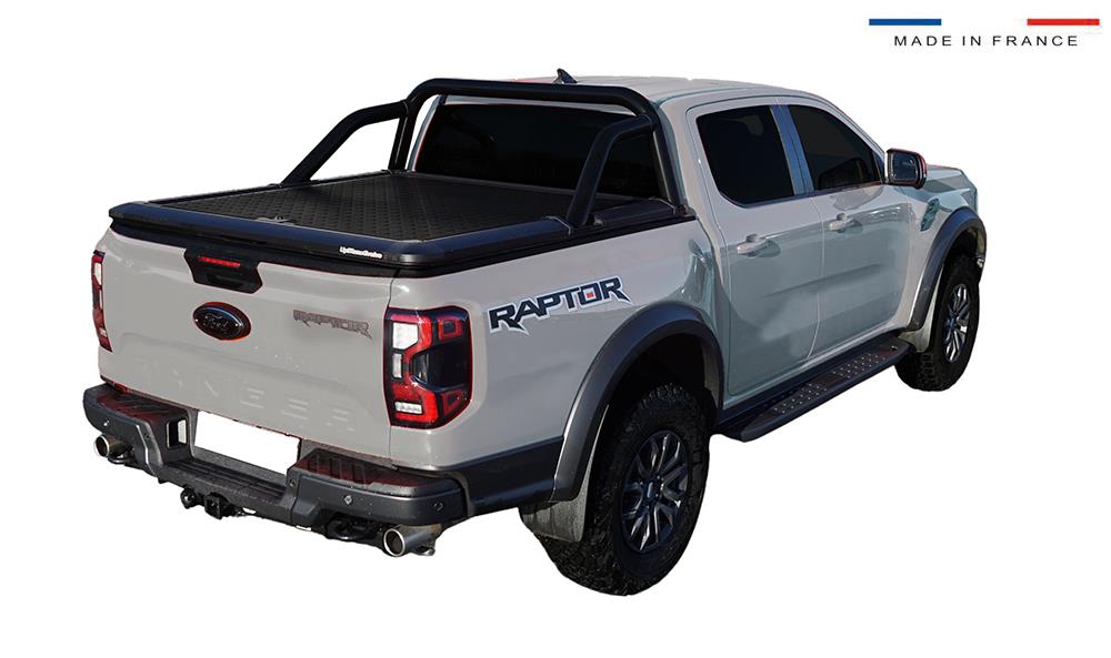 TONNEAU COVER ALUMINIUM NOIR FORD RANGER 23+ DOUBLE CABINE COMPATIBLE ROLL BAR UPSTONE