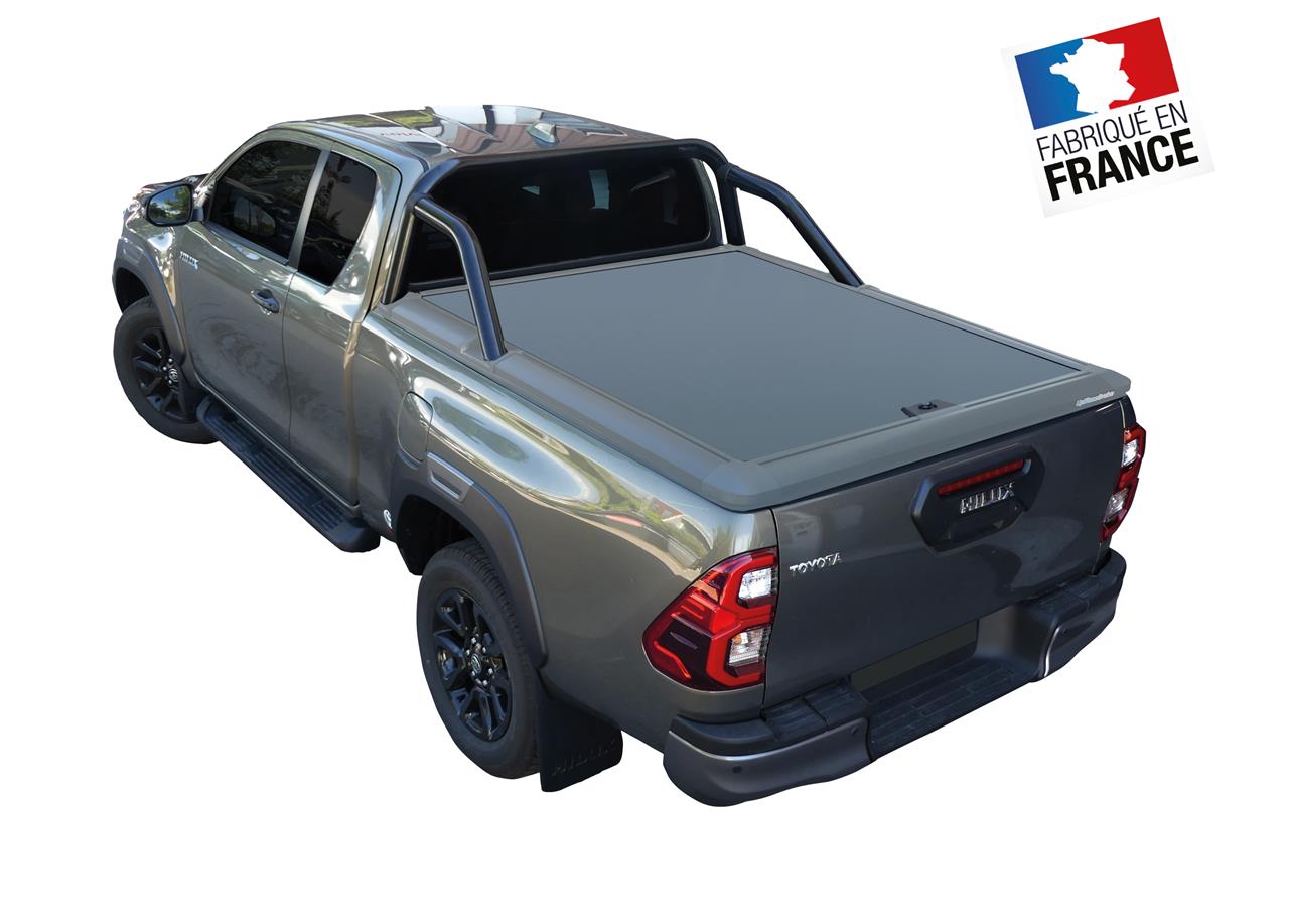 TONNEAU COVER ALU V2 TOYOTA HILUX 2016+ EXTRA CABINE À PEINDRE COMPATIBLE ROLL BAR UPSTONE