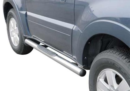 TUBES MARCHE PIEDS INOX Ø 76 MITSUBISHI PAJERO DID 2007+ 5 PORTES