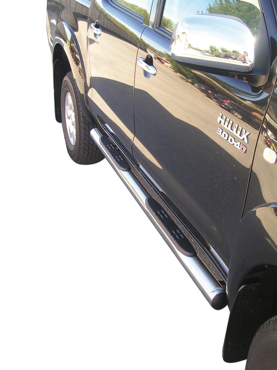 TUBES MARCHE PIEDS INOX Ø 76 TOYOTA HILUX DBLE CAB 2016+