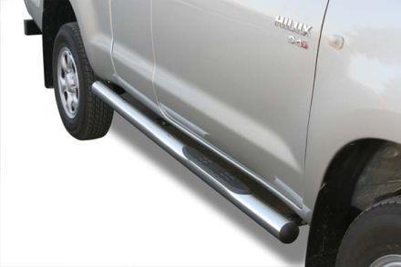 TUBES MARCHE PIEDS INOX THERMOLAQUE NOIR Ø 76 TOYOTA HILUX EXTRA CAB 2016+