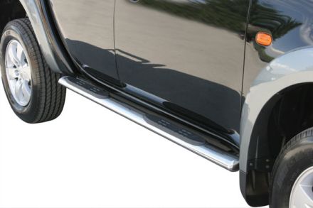TUBES MARCHE PIEDS OVALE INOX Ø 76 MITSUBISHI L200 2006/2015 DOUBLE CAB