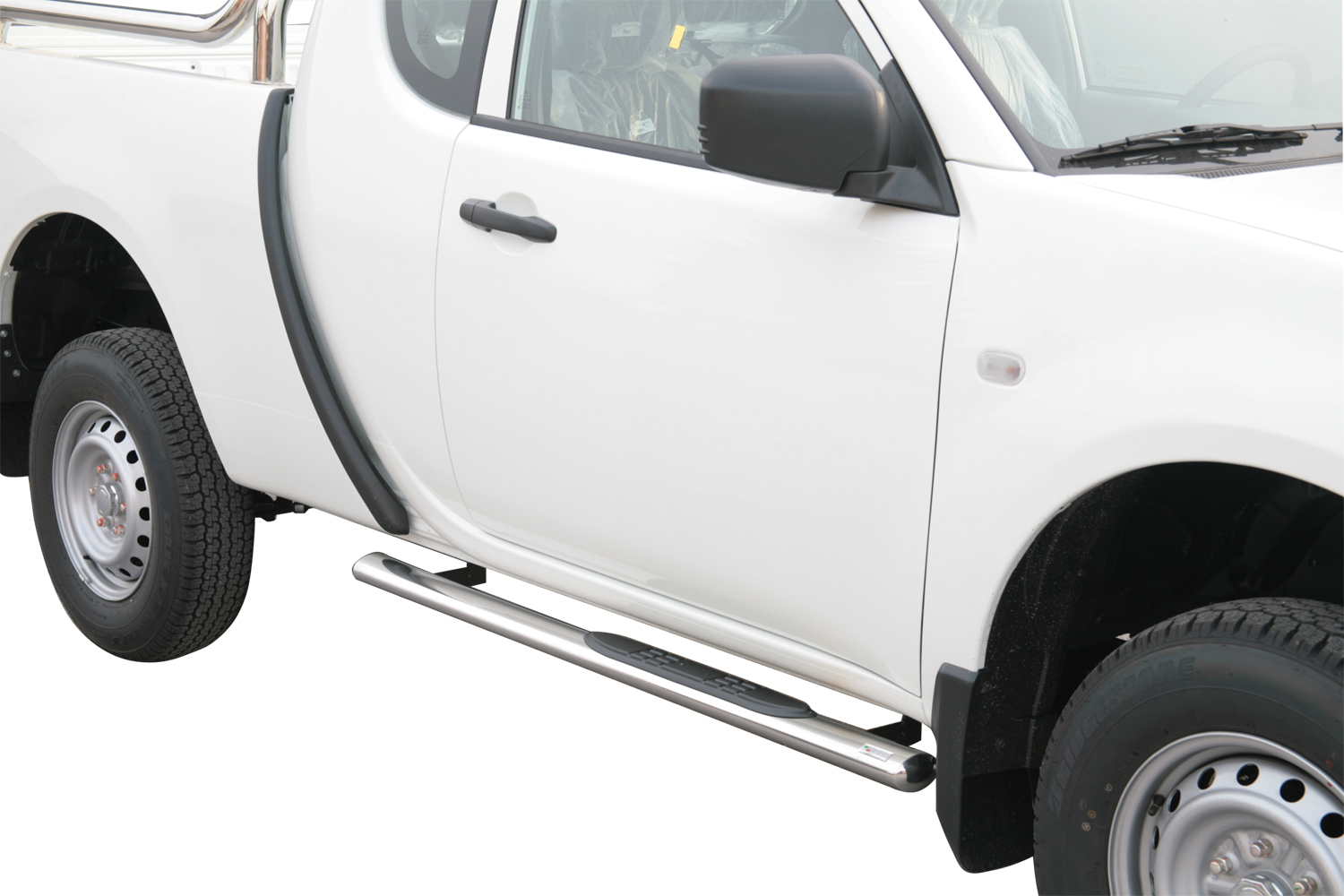 TUBES MARCHE PIEDS OVALE INOX Ø 76 MITSUBISHI L200 2010/2014 CLUB CAB