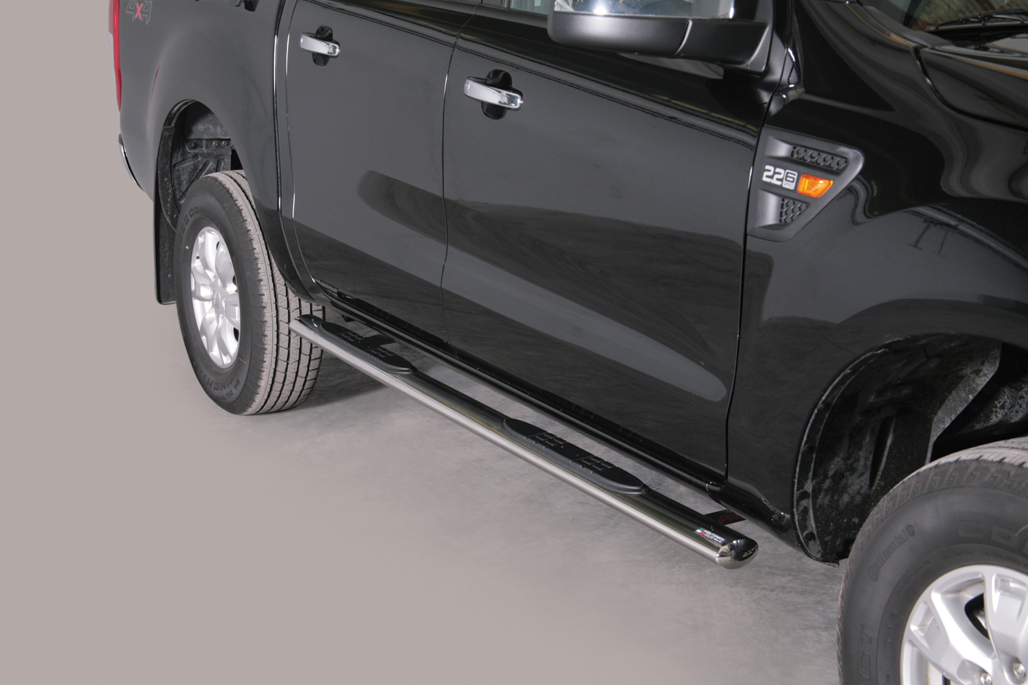 TUBES MARCHE PIEDS OVALE INOX Ø 76 FORD RANGER 2012/2022 / 2023+ DC