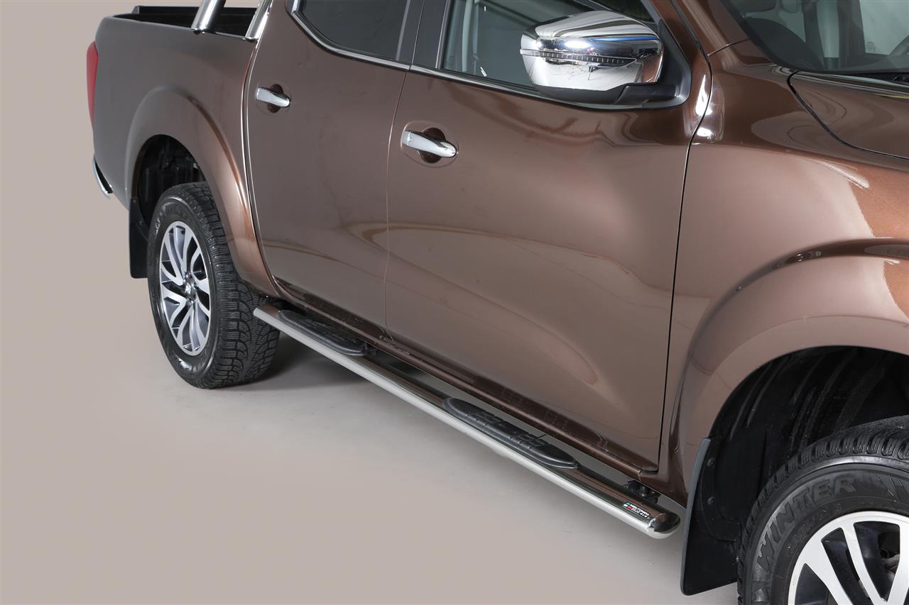 TUBES MARCHE PIEDS OVALE INOX Ø 76 NISSAN NP300 KING CAB 2016+