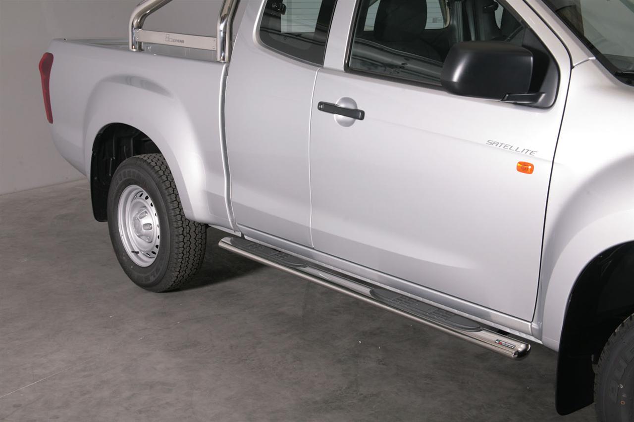 TUBES MARCHE PIEDS OVALE INOX Ø 76 ISUZU DMAX 2012/2020 SPACE CAB