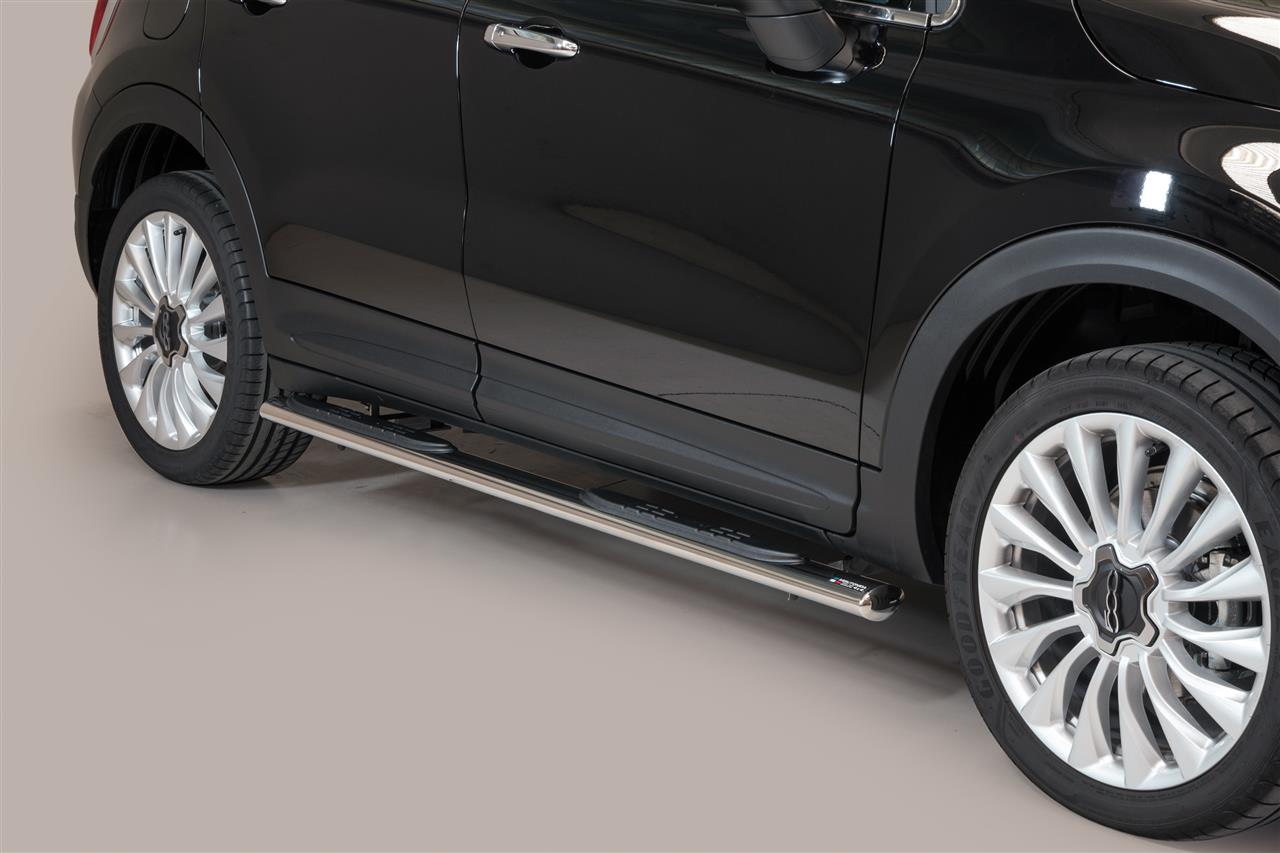 TUBES MARCHE PIEDS OVALE INOX Ø 76 FIAT 500 X 2015+