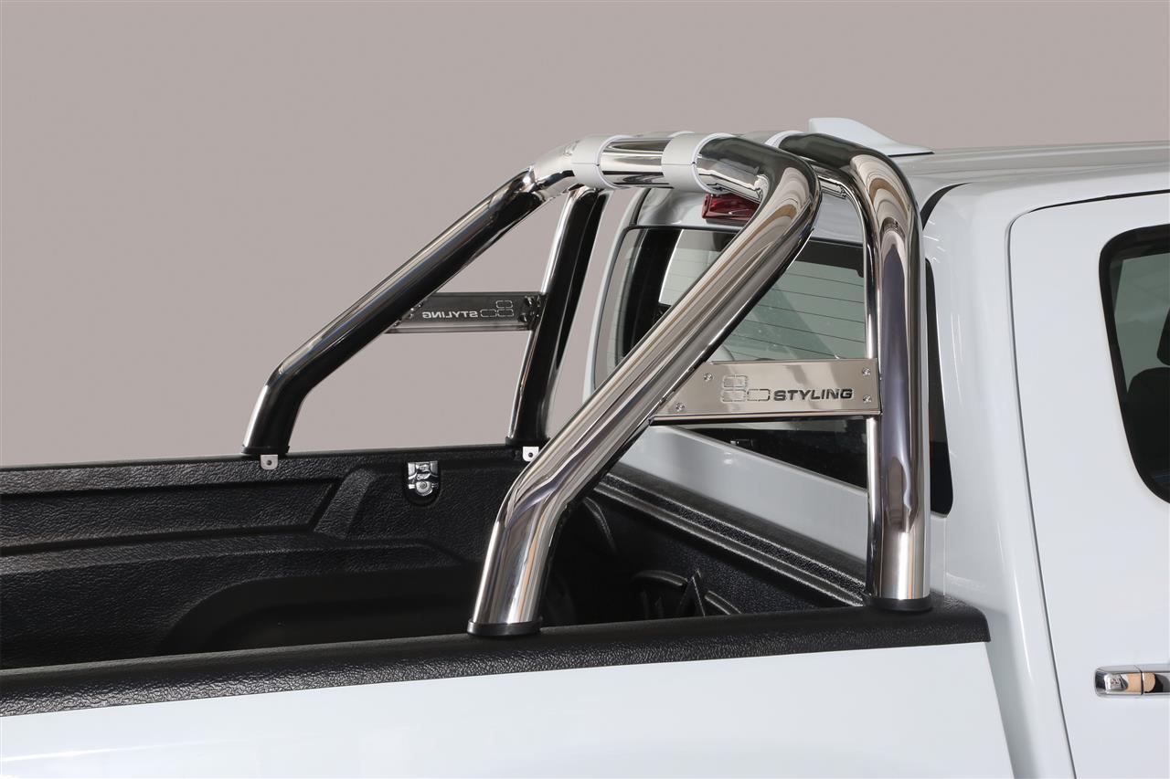 ROLL BAR INOX DOUBLE TUBE Ø76 ISUZU D-MAX 2017/2020 AVEC PLAQUE LATERALE
