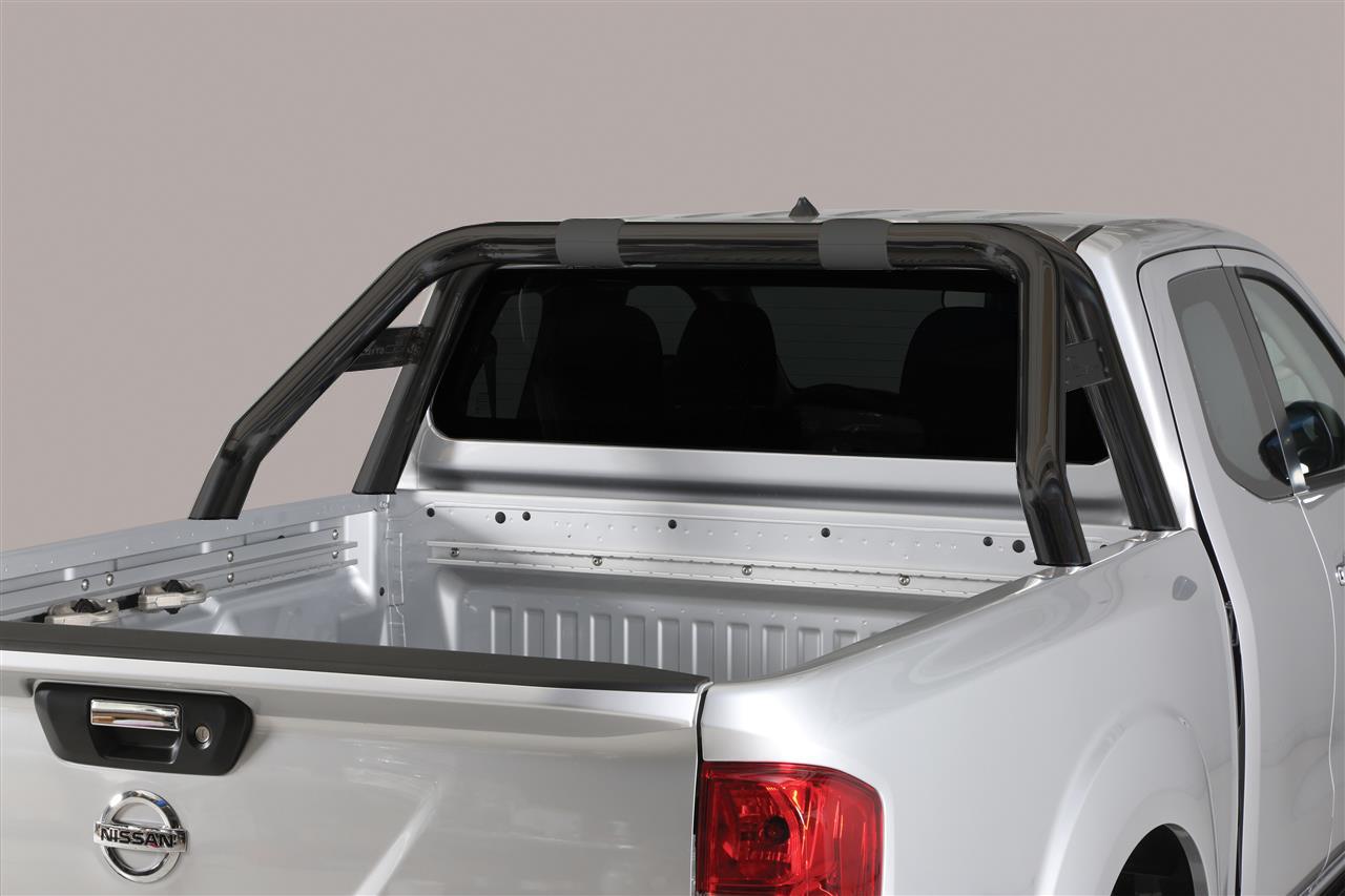 ROLL BAR NOIR DOUBLE TUBE Ø 76 NISSAN NP300 2016+ AVEC PLAQUES LATERALES