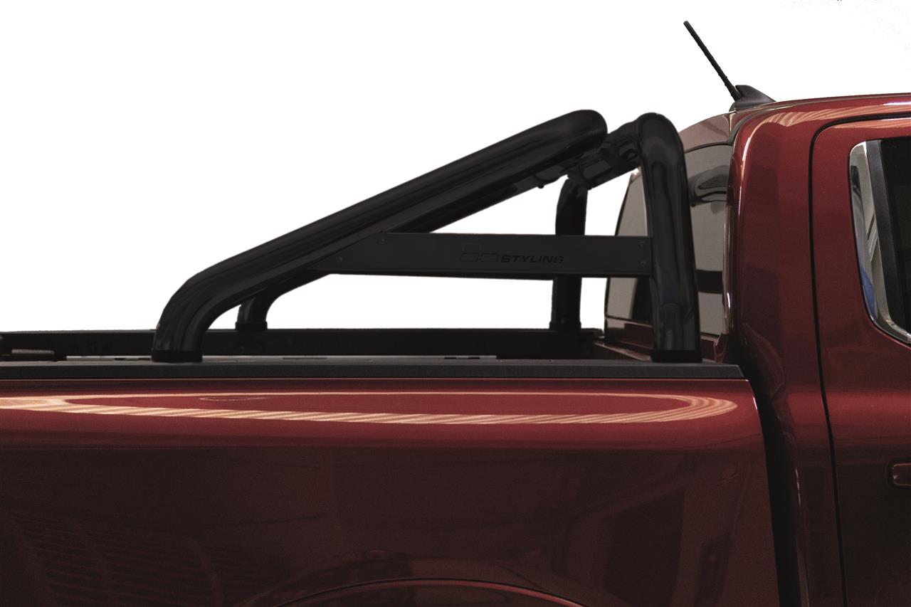 ROLL BAR NOIR AVEC PLAQUE LATERALE DOUBLE TUBE Ø 76 FORD RANGER 2023+