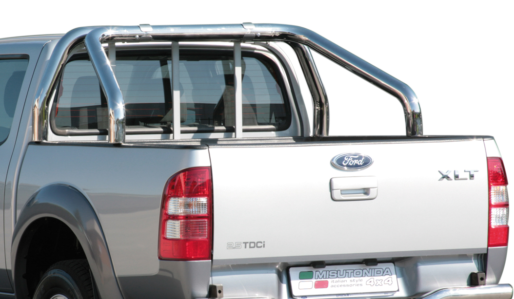 ROLL BAR INOX DBL TUBE Ø 76 FORD RANGER (fixation bord benne) 2006/2009