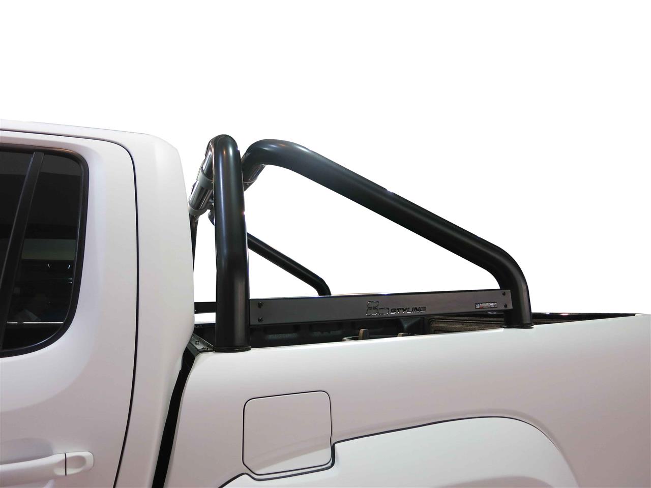 ROLL BAR INOX DOUBLE TUBE Ø 76 NOIR FORD RANGER (fixation bord benne) 2012+