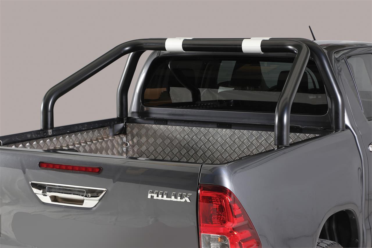 Roll Bar Inox Thermolaque Noir Dbl Tube Ø 76 Toyota Hilux 2016+