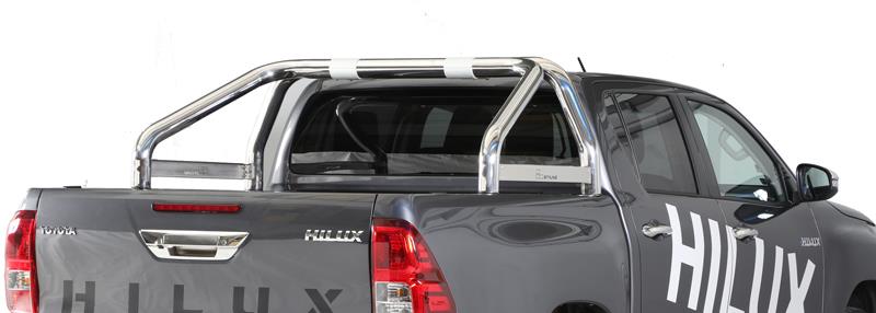 ROLL BAR INOX DBL TUBE Ø 76 TOYOTA HILUX 2016+ AV MARQUAGE BARRE