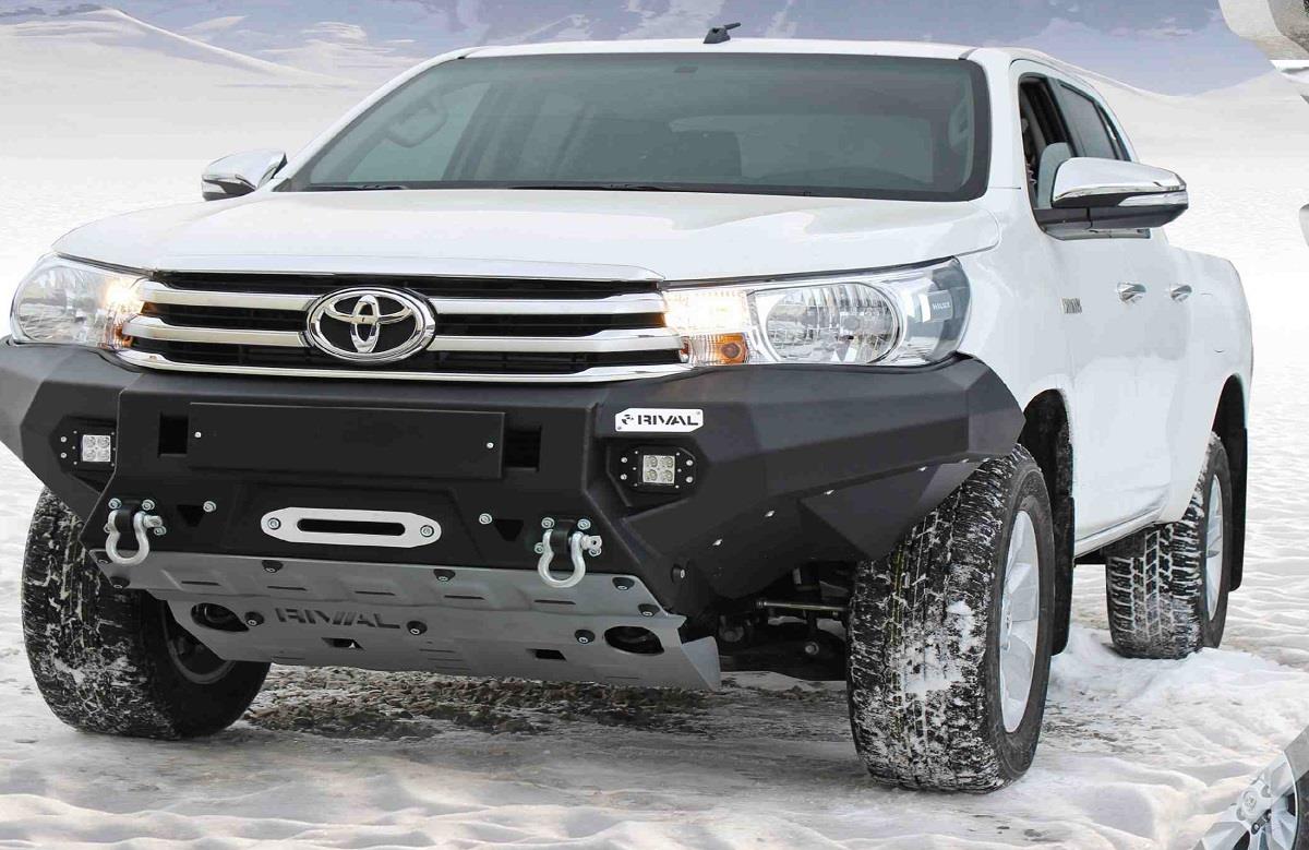 PARE CHOC AVANT OFF-ROAD ALUMINIUM 6MM TOYOTA HILUX 2016+ AVEC LEDS
