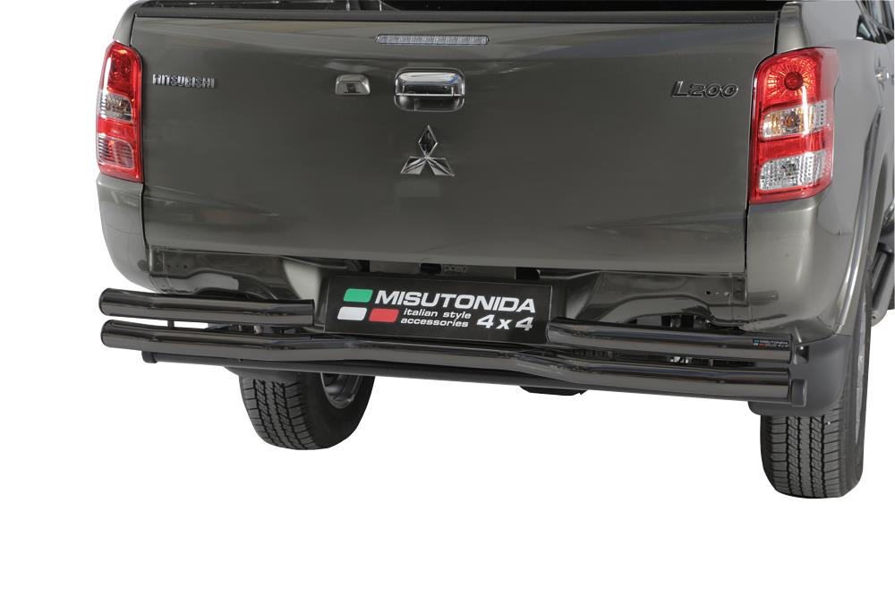 PARE CHOC ARRIERE DOUBLE TUBES NOIR Ø 63 MITSUBISHI L200 / FIAT FULLBACK 2016+