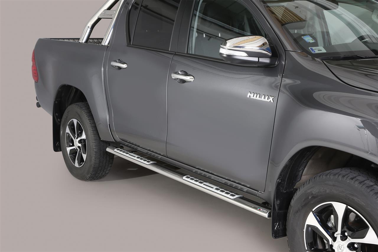 TUBES MARCHE PIEDS OVALE INOX DESIGN TOYOTA HILUX 2016+ DOUBLE CAB