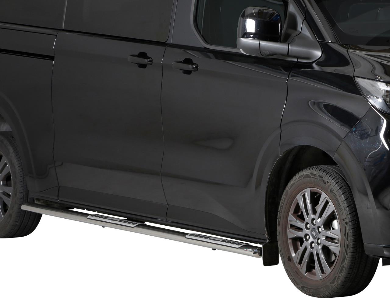 TUBES MARCHE PIEDS OVALE INOX DESIGN FORD TRANSIT CUSTOM 01.2024+ L2