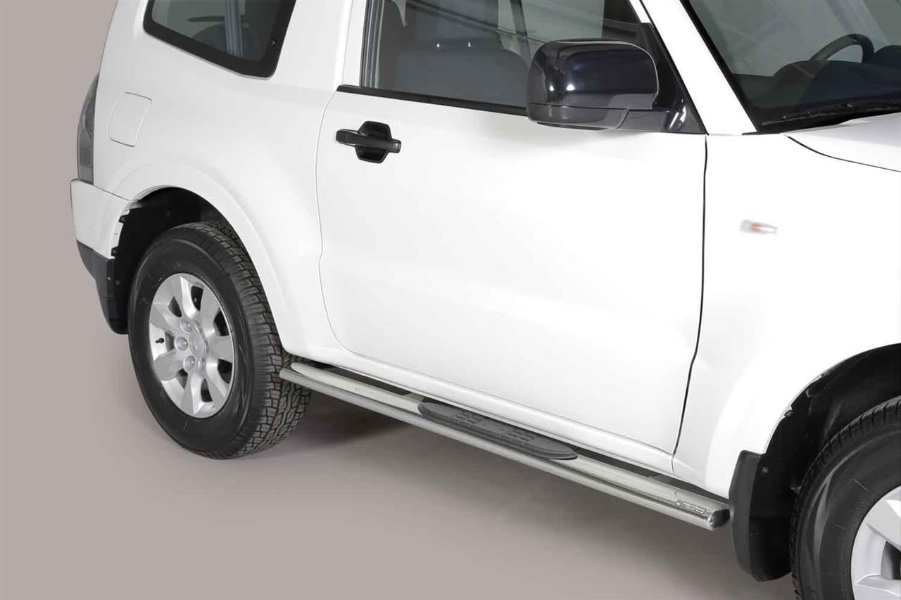 TUBES MARCHE PIEDS OVALE INOX Ø 76 MITSUBISHI PAJERO DID 2007+ 3P
