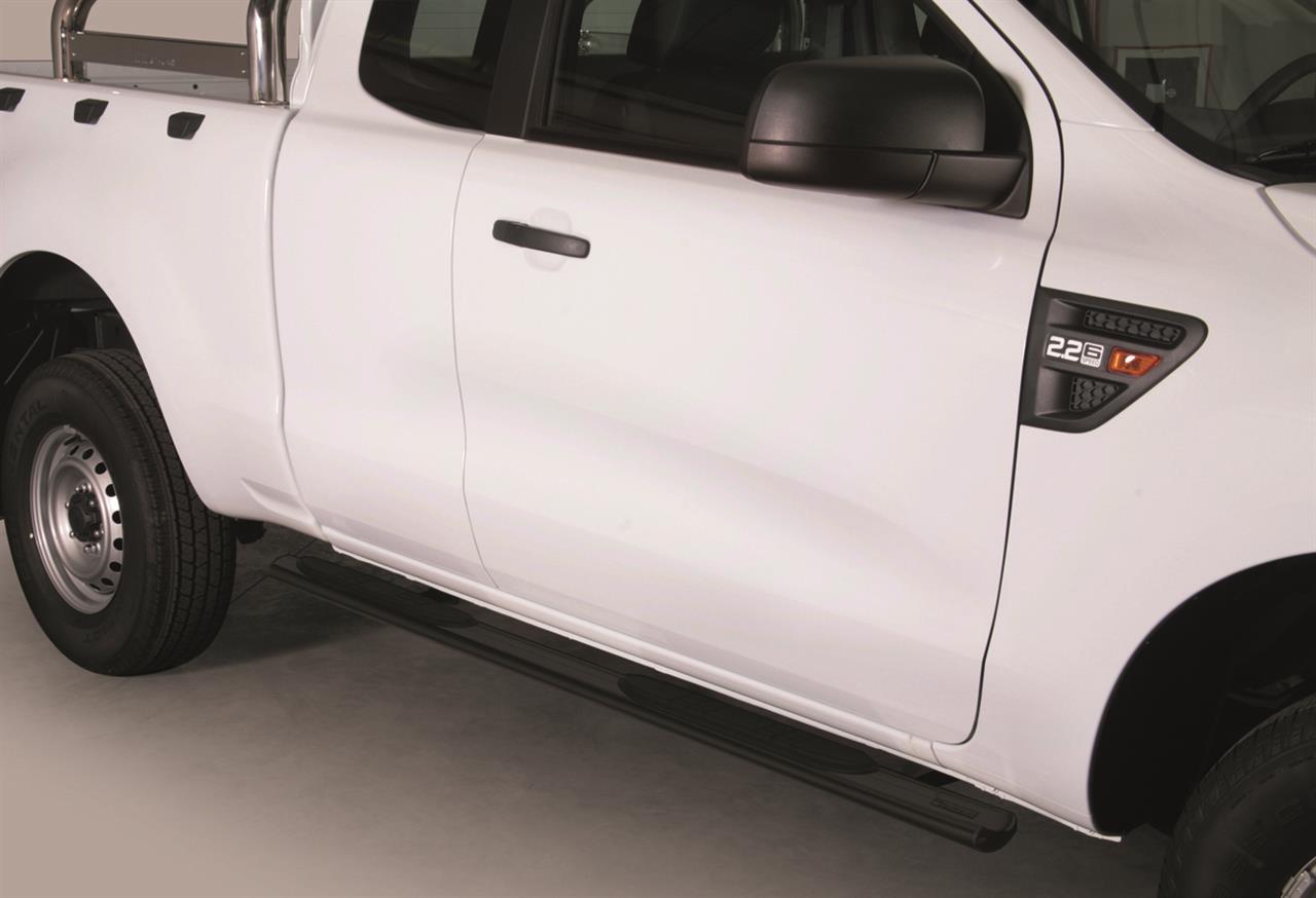 TUBES MARCHE PIEDS OVALE NOIR Ø 76 FORD RANGER 2012/2022 / 2023+ DC