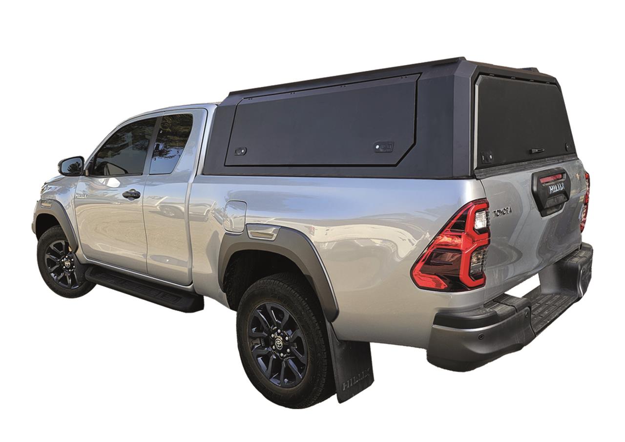 HARD TOP ALU ALU NOIR UPSTONE HILUX EXTRA CAB 2015+ PORTE PAPILLON NON VITRÉE