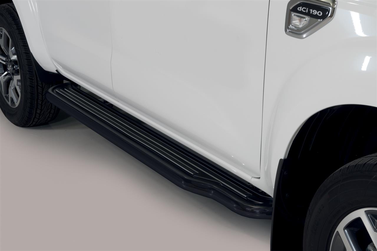  MARCHE-PIEDS INOX Ø50 RENAULT ALASKAN DOUBLE CAB 2017+ THERMOLAQUE NOIR