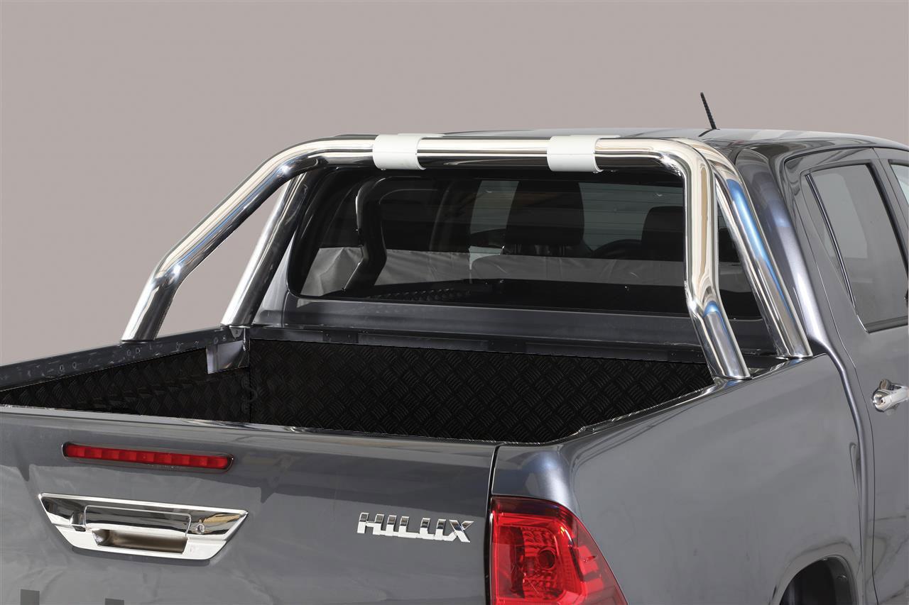 ROLL BAR INOX DOUBLE TUBE INOX NEW STYLE Ø 76 TOYOTA HILUX 2016+ DOUBLE CAB 