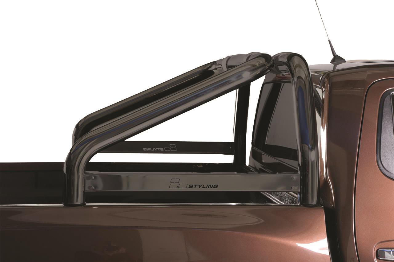 ROLL BAR NOIR DOUBLE TUBE Ø 76 ISUZU DMAX 2012/2020 - AVEC PLAQUES LATERALES